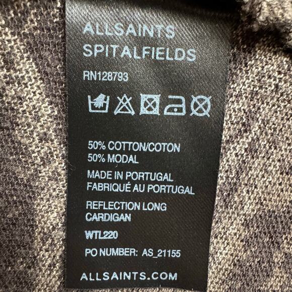 AllSaints Spitalfields Jacks Place Reflection Long Cardigan 6 Cotton Blend Brown - Picture 11 of 12